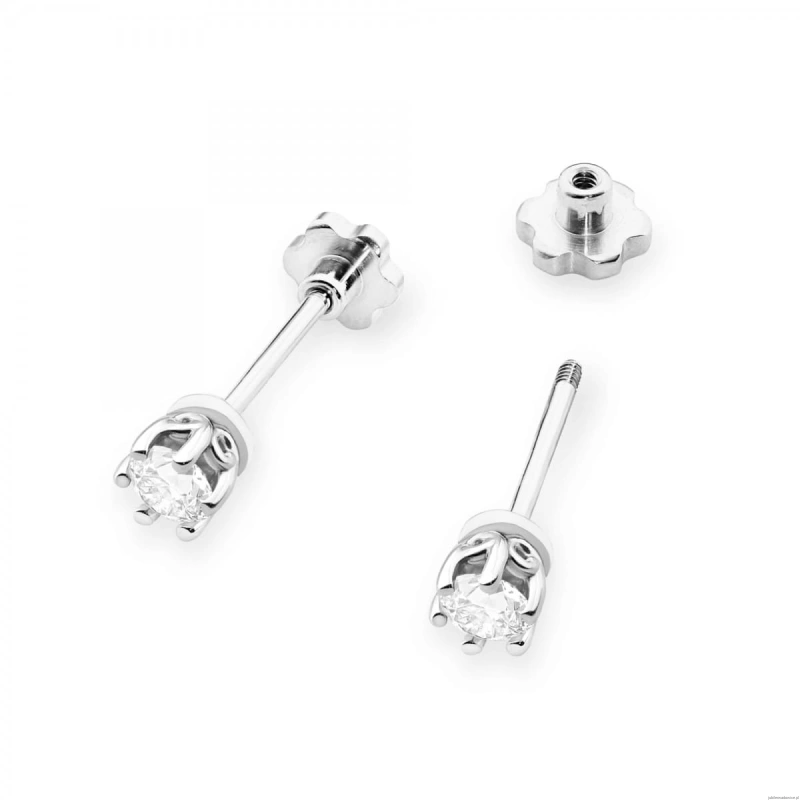 Kolczyki K0068 Diament Laboratoryjny 2 x 0,15ct białe złoto sztyft zakręcany