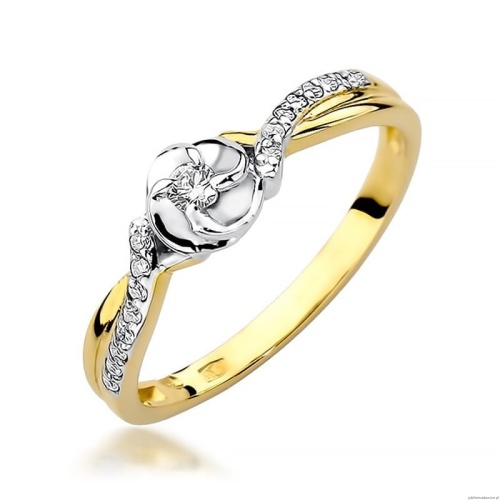 Pierścionek W420 Diament 0,04ct żółte złoto OUTLET - Rozmiar 15