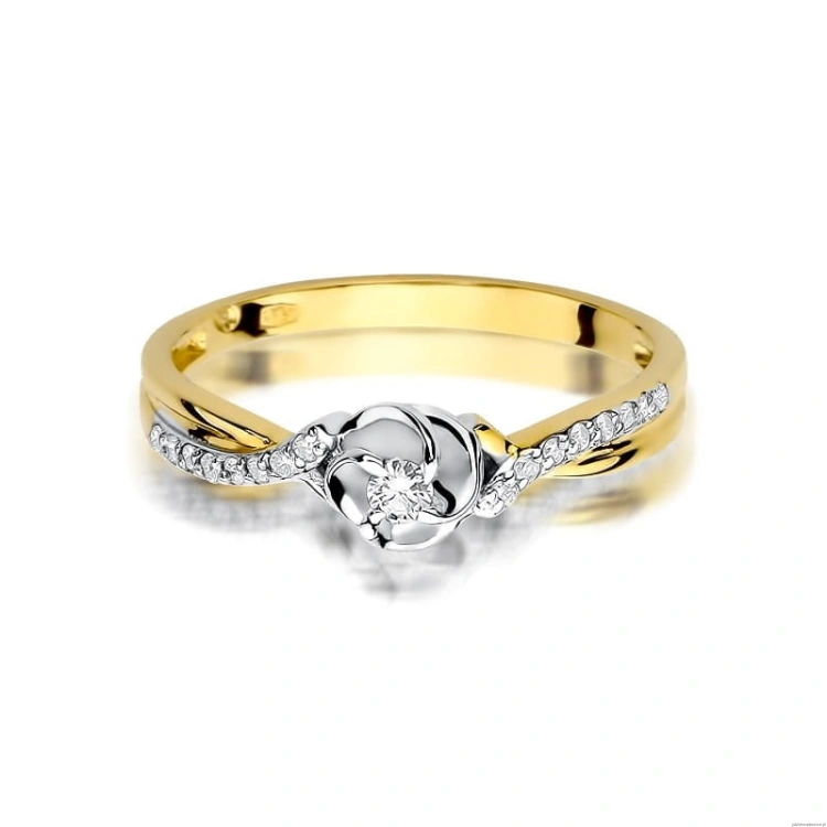 Pierścionek W420 Diament 0,04ct żółte złoto OUTLET - Rozmiar 15