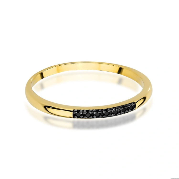 Pierścionek W0607 z czarnymi diamentami żółte złoto