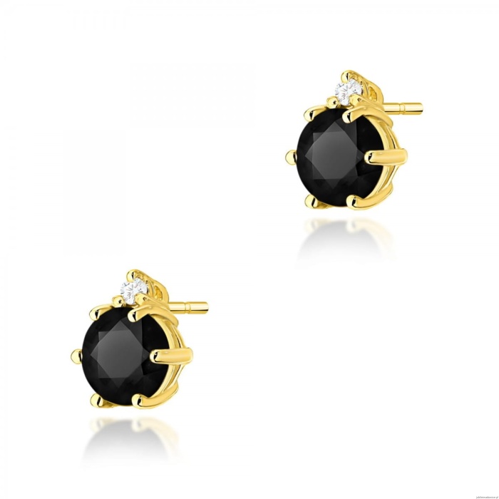 Kolczyki K0076 Czarny Diament 2 x 0,50ct żółte złoto