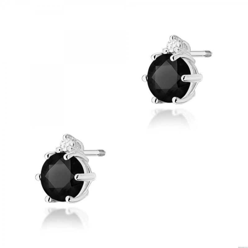 Kolczyki K0076 Czarny Diament 2 x 0,50ct białe złoto sztyft zakręcany