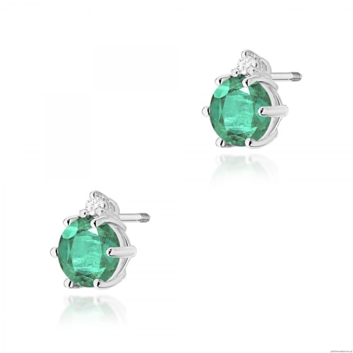 Kolczyki K0076 Szmaragd 2 x 0,50ct białe złoto sztyft zakręcany
