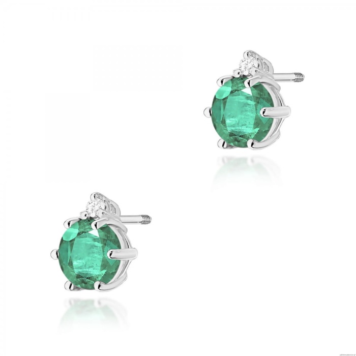 Kolczyki K0076 Szmaragd 2 x 0,50ct białe złoto sztyft zakręcany