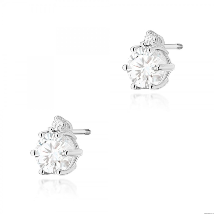 Kolczyki K0076 Diament Laboratoryjny 2 x 0,50ct białe złoto sztyft zakręcany