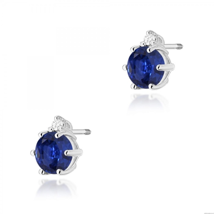 Kolczyki K0076 Szafir 2 x 0,50ct białe złoto sztyft zakręcany