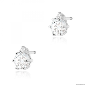Kolczyki K0076 Biały Szafir 2 x 0,50ct białe złoto sztyft zakręcany