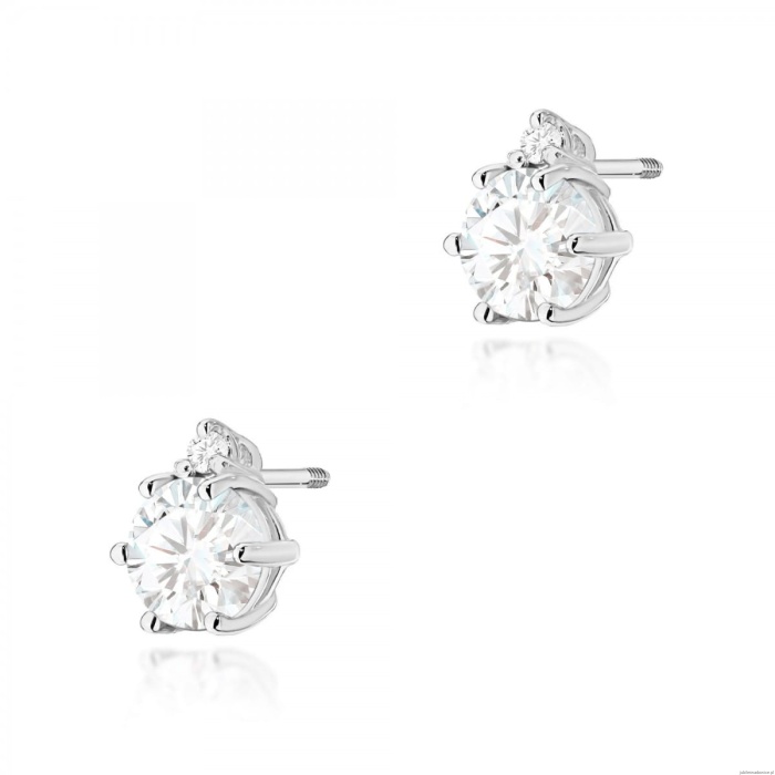 Kolczyki K0076 Biały Szafir 2 x 0,50ct białe złoto sztyft zakręcany