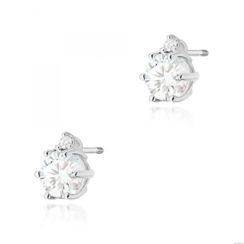 Kolczyki K0076 Biały Szafir 2 x 0,50ct białe złoto sztyft zakręcany