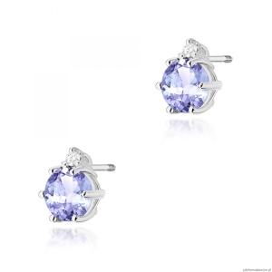 Kolczyki K0076 Tanzanit 2 x 0,50ct białe złoto sztyft zakręcany