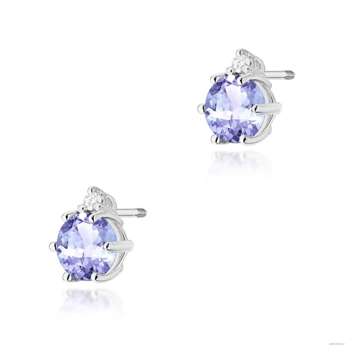 Kolczyki K0076 Tanzanit 2 x 0,50ct białe złoto sztyft zakręcany