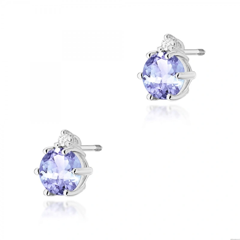 Kolczyki K0076 Tanzanit 2 x 0,50ct białe złoto sztyft zakręcany
