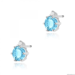 Kolczyki K0076 Topaz 2 x 0,50ct białe złoto sztyft zakręcany
