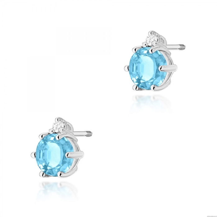 Kolczyki K0076 Topaz 2 x 0,50ct białe złoto sztyft zakręcany