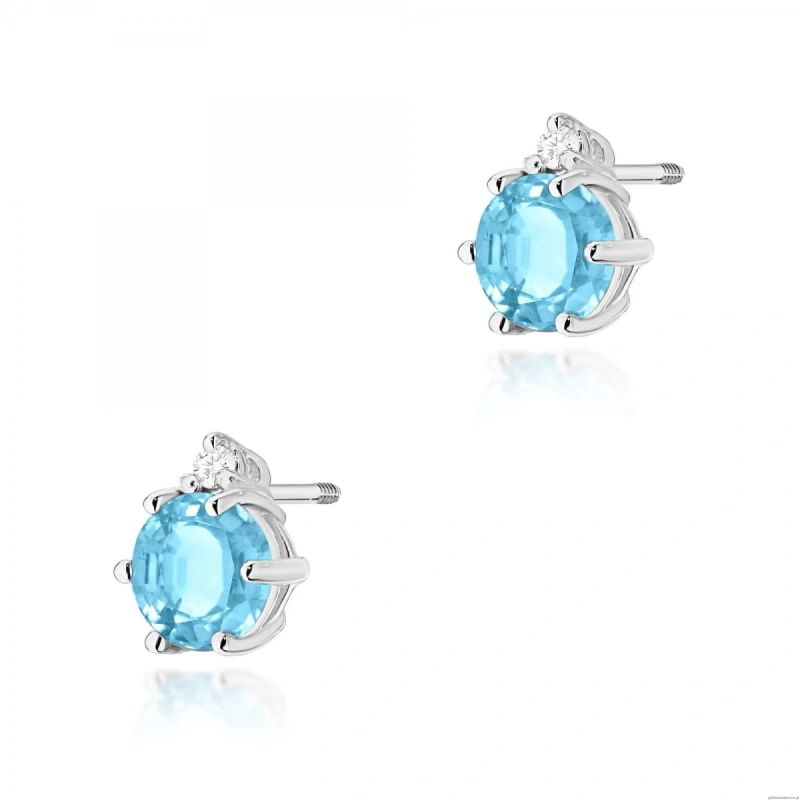 Kolczyki K0076 Topaz 2 x 0,50ct białe złoto sztyft zakręcany
