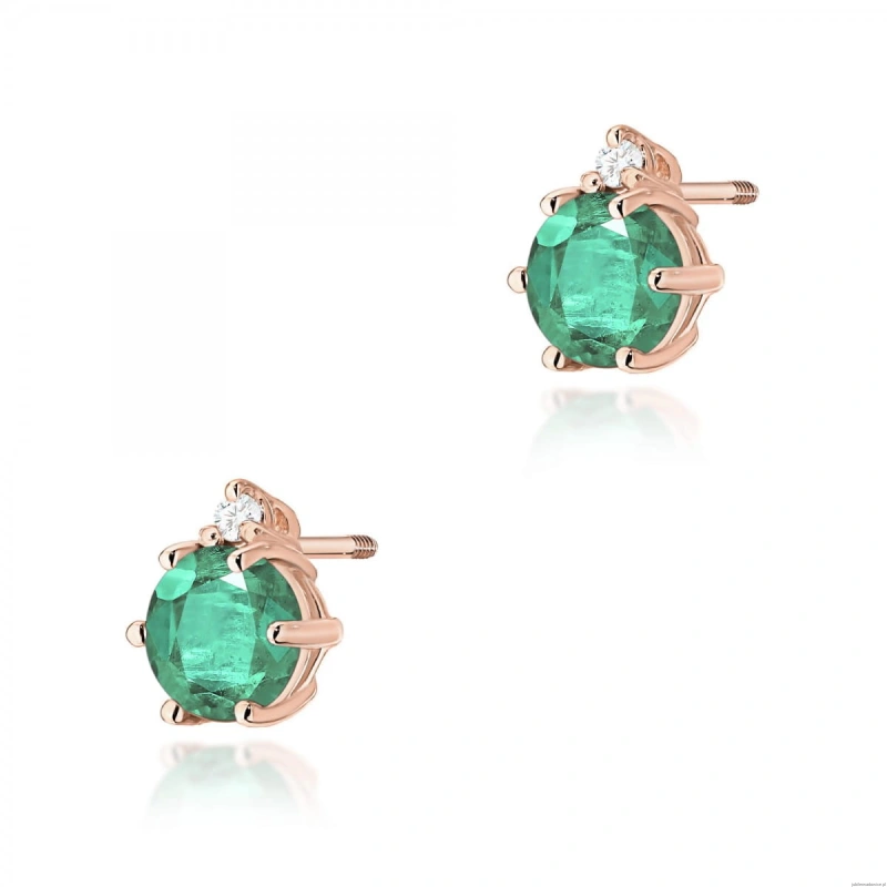 Kolczyki K0076 Szmaragd 2 x 0,50ct różowe złoto sztyft zakręcany