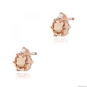 Kolczyki K0076 Morganit 2 x 0,40ct różowe złoto sztyft zakręcany