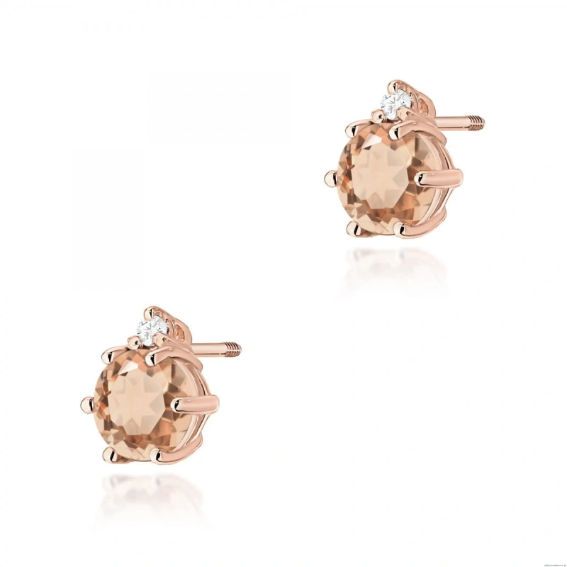Kolczyki K0076 Morganit 2 x 0,40ct różowe złoto sztyft zakręcany