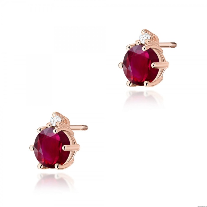 Kolczyki K0076 Rubin 2 x 0,60ct różowe złoto sztyft zakręcany