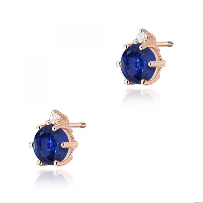 Kolczyki K0076 Szafir 2 x 0,50ct różowe złoto sztyft zakręcany