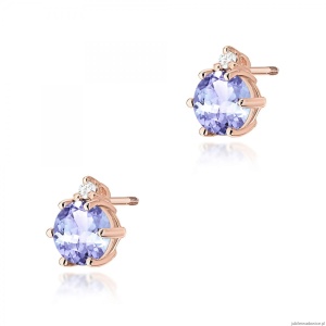 Kolczyki K0076 Tanzanit 2 x 0,50ct różowe złoto sztyft zakręcany