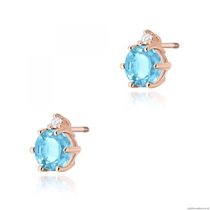 Kolczyki K0076 Topaz 2 x 0,50ct różowe złoto sztyft zakręcany