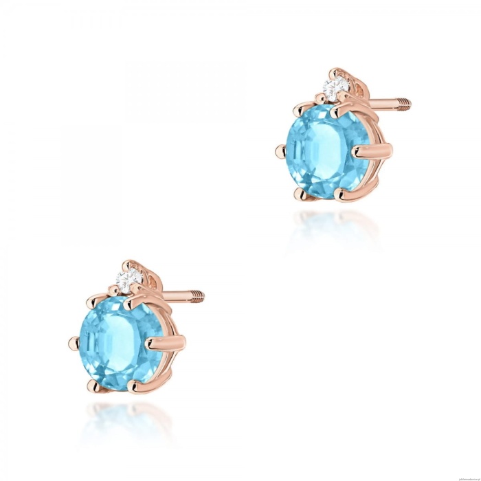 Kolczyki K0076 Topaz 2 x 0,50ct różowe złoto sztyft zakręcany