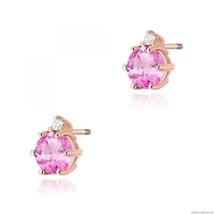 Kolczyki K0076 Różowy Topaz 2 x 0,60ct różowe złoto sztyft zakręcany