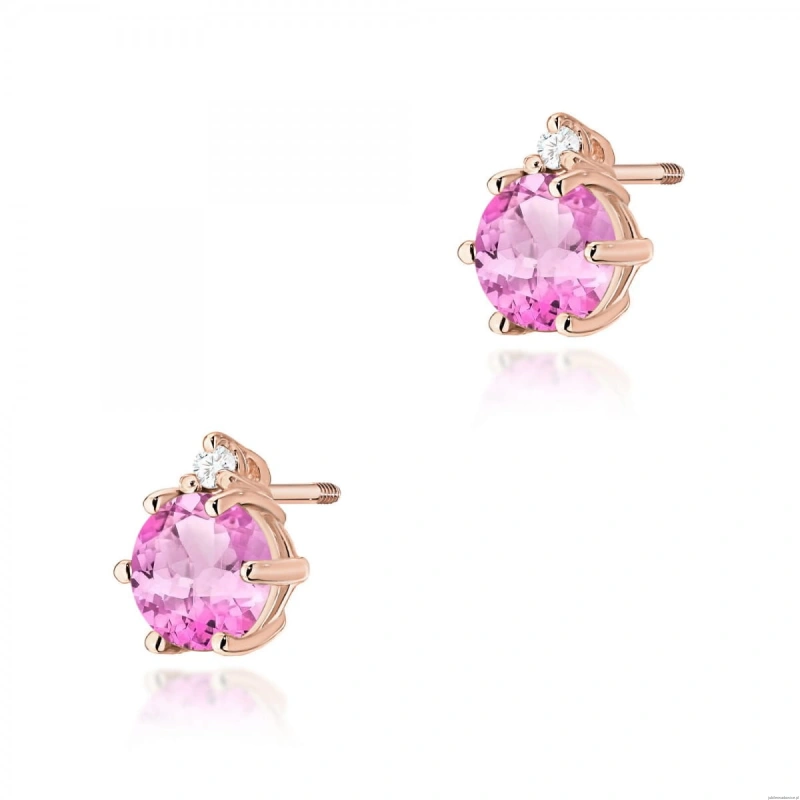 Kolczyki K0076 Różowy Topaz 2 x 0,60ct różowe złoto sztyft zakręcany