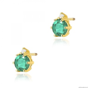 Kolczyki K0076 Szmaragd 2 x 0,50ct żółte złoto sztyft zakręcany