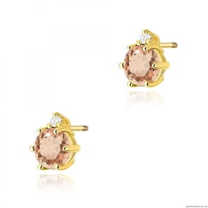 Kolczyki K0076 Morganit 2 x 0,40ct żółte złoto sztyft zakręcany