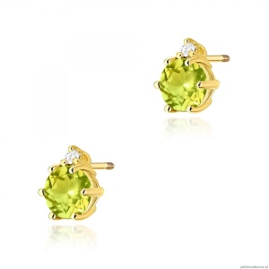 Kolczyki K0076 Oliwin 2 x 0,60ct żółte złoto sztyft zakręcany