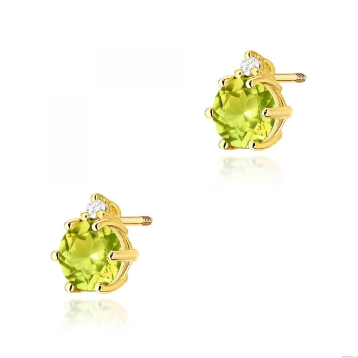 Kolczyki K0076 Oliwin 2 x 0,60ct żółte złoto sztyft zakręcany