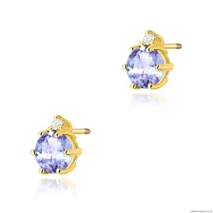 Kolczyki K0076 Tanzanit 2 x 0,50ct żółte złoto sztyft zakręcany
