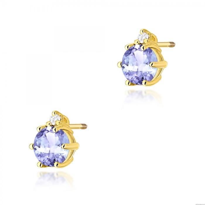 Kolczyki K0076 Tanzanit 2 x 0,50ct żółte złoto sztyft zakręcany