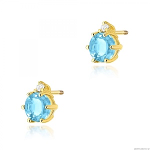 Kolczyki K0076 Topaz 2 x 0,50ct żółte złoto sztyft zakręcany