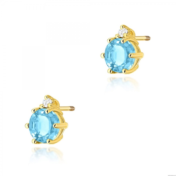 Kolczyki K0076 Topaz 2 x 0,50ct żółte złoto sztyft zakręcany
