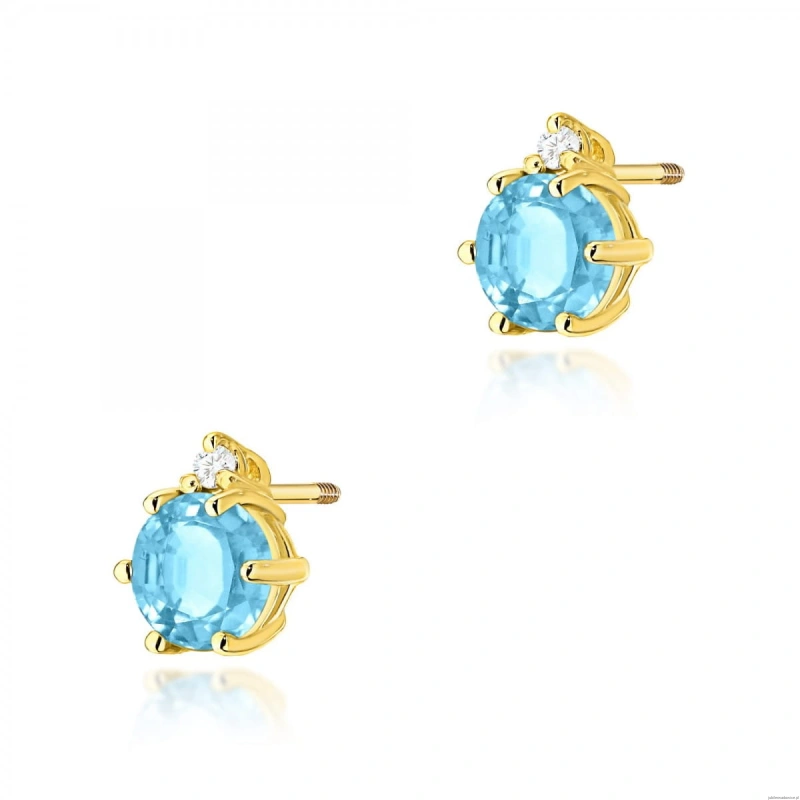 Kolczyki K0076 Topaz 2 x 0,50ct żółte złoto sztyft zakręcany