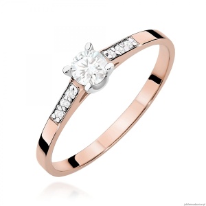 Pierścionek W0399 Diament Laboratoryjny 0,15ct różowe złoto