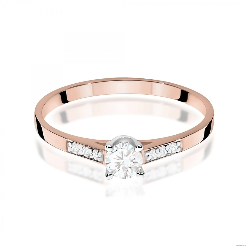 Pierścionek W0399 Diament Laboratoryjny 0,15ct różowe złoto