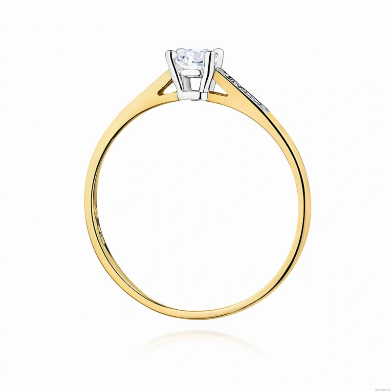 Pierścionek W0399 Diament Laboratoryjny 0,15ct żółte złoto