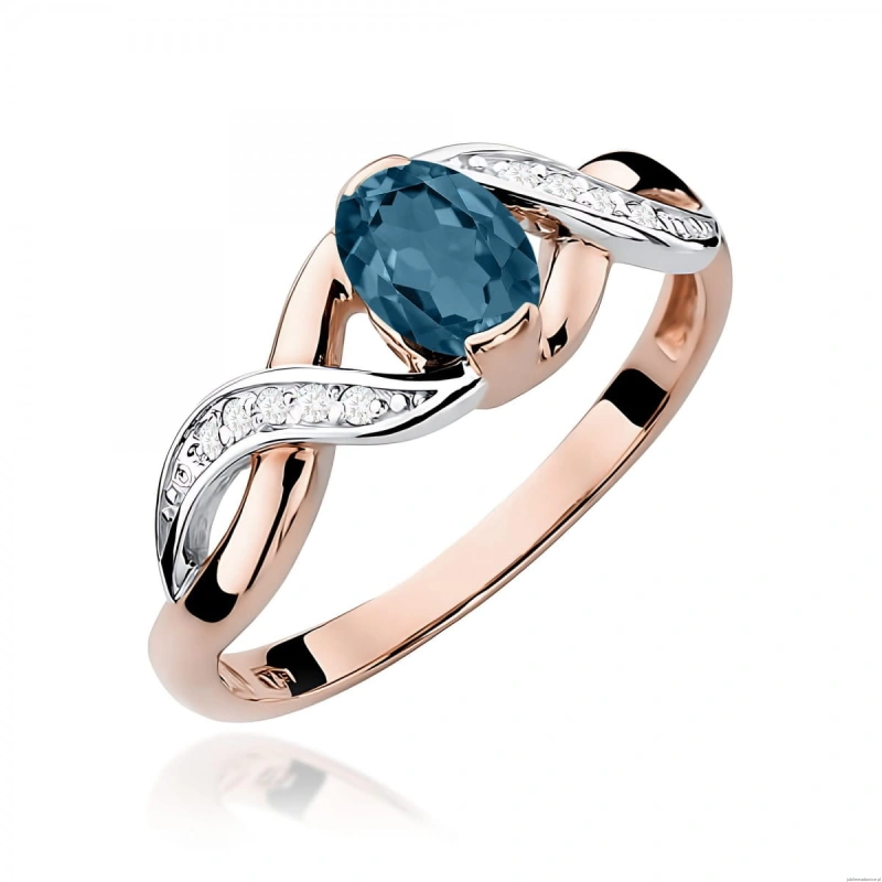 Pierścionek W0028 Topaz London Blue 0,50ct różowe złoto