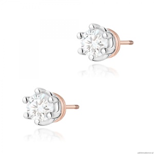 Kolczyki K0068 Diament Laboratoryjny 2 x 0,15ct różowe złoto sztyft zakręcany