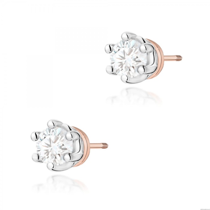 Kolczyki K0068 Diament Laboratoryjny 2 x 0,15ct różowe złoto sztyft zakręcany