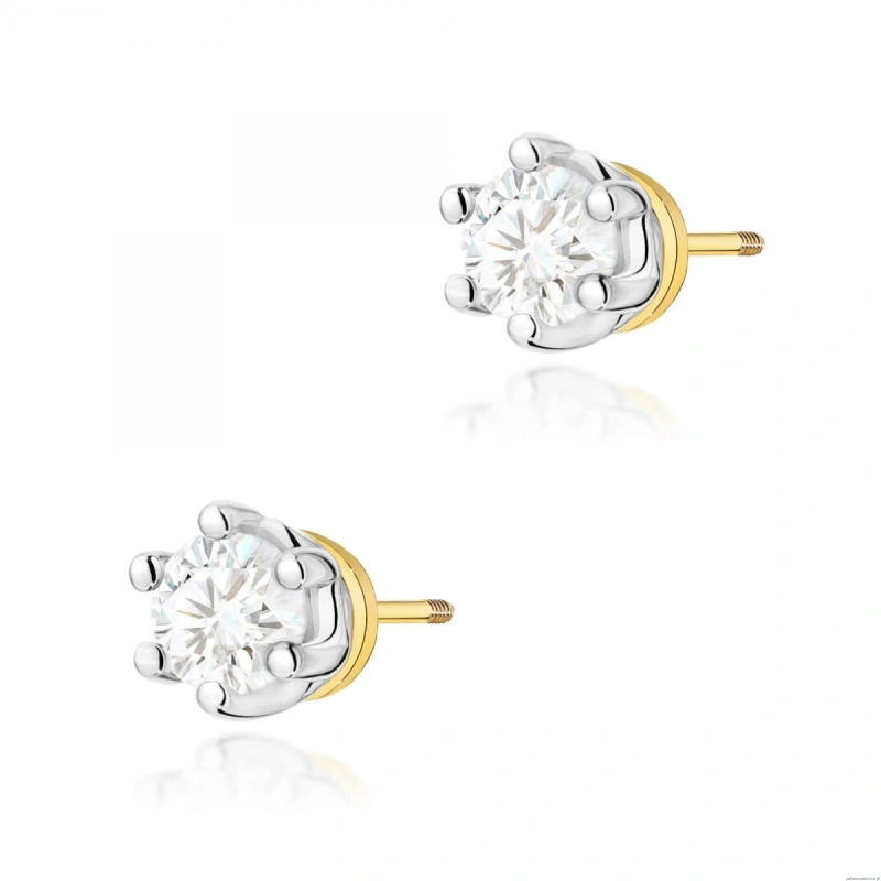 Kolczyki K0068 Diament Laboratoryjny 2 x 0,15ct żółte złoto sztyft zakręcany