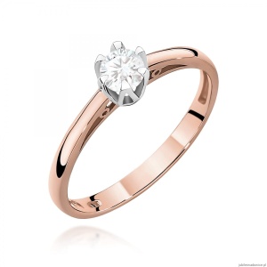 Pierścionek W0133 Diament Laboratoryjny 0,15ct różowe złoto