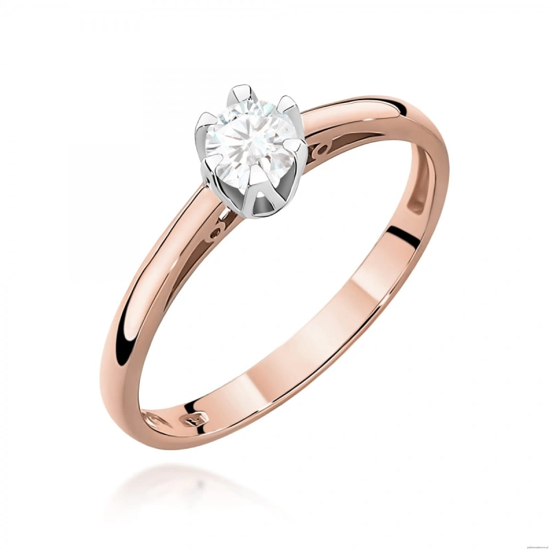 Pierścionek W0133 Diament Laboratoryjny 0,15ct różowe złoto