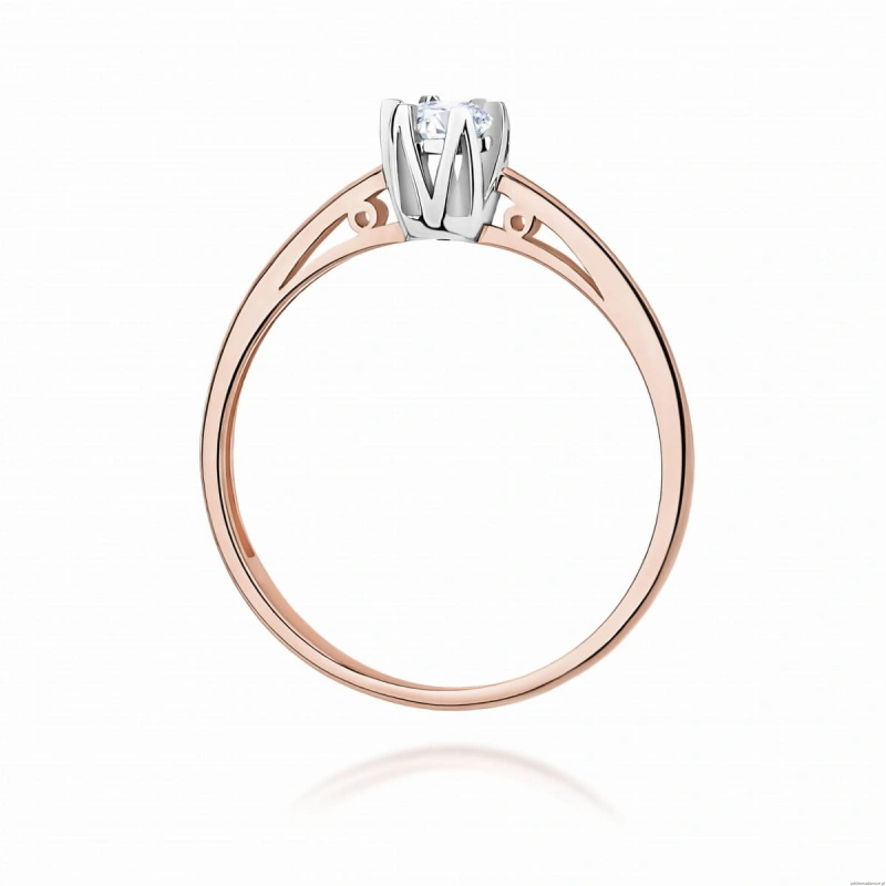 Pierścionek W0133 Diament Laboratoryjny 0,15ct różowe złoto