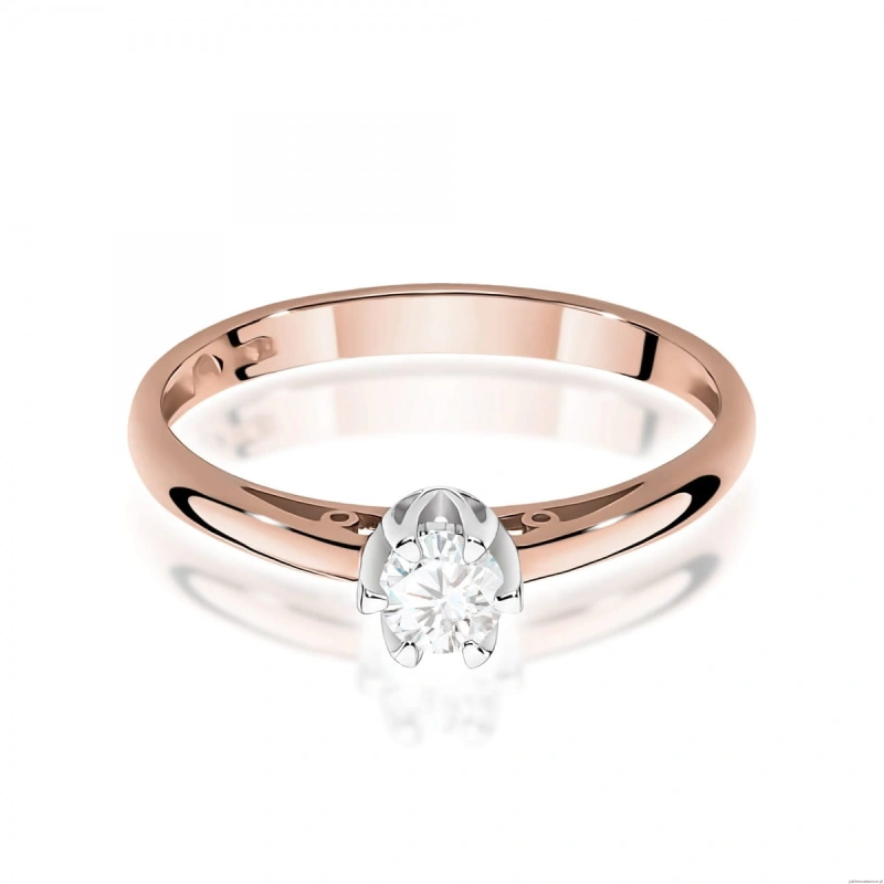 Pierścionek W0133 Diament Laboratoryjny 0,15ct różowe złoto