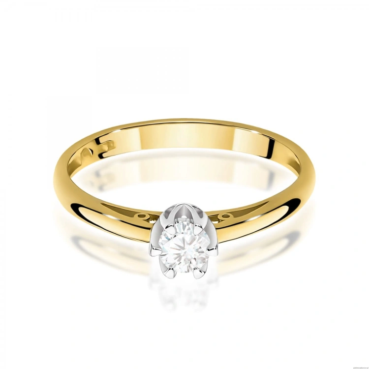 Pierścionek W0133 Diament Laboratoryjny 0,15ct żółte złoto